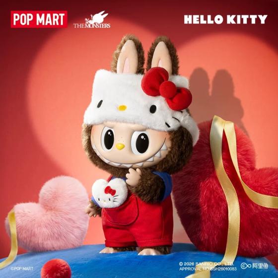 POPMART泡泡玛特THE MONSTERS × HELLO KITTY搪胶毛绒公仔拉布布